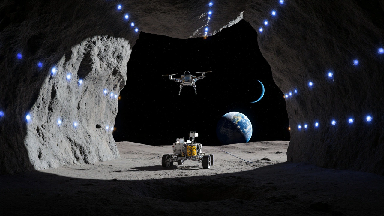 Lava Tube Habitats on the Moon: Natural Shelter and Radiation Protection for Lunar Bases